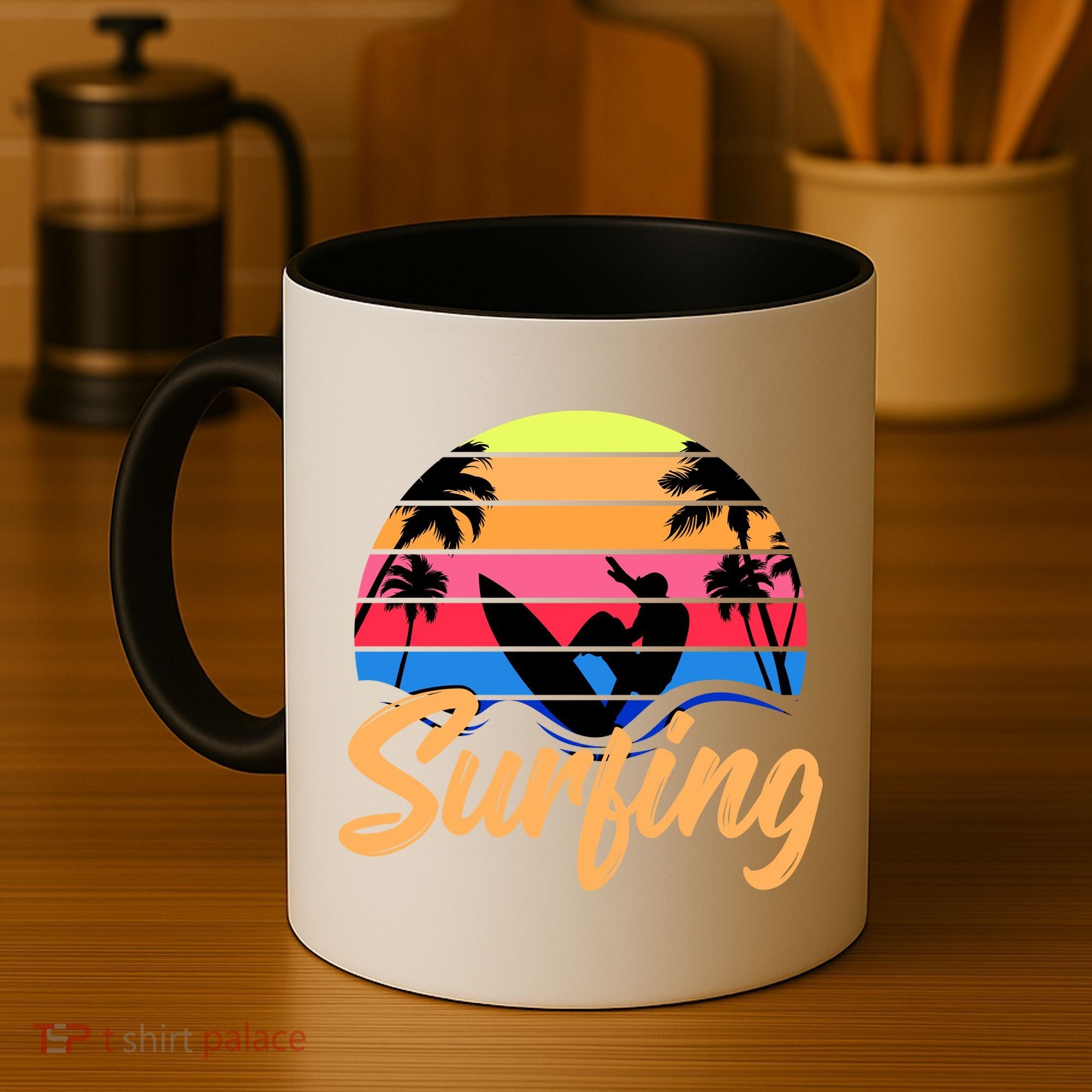 Retro Surfing Logo Coffee Mug