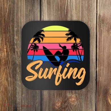 Retro Surfing Logo Coaster