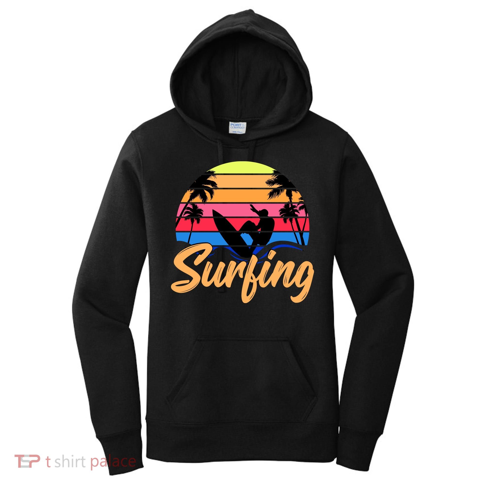 Retro Surfing Logo Women's Hoodie