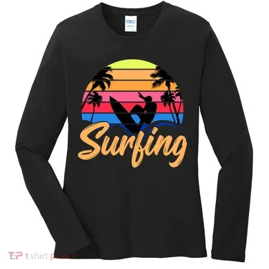 Retro Surfing Logo Women's Long Sleeve Shirt