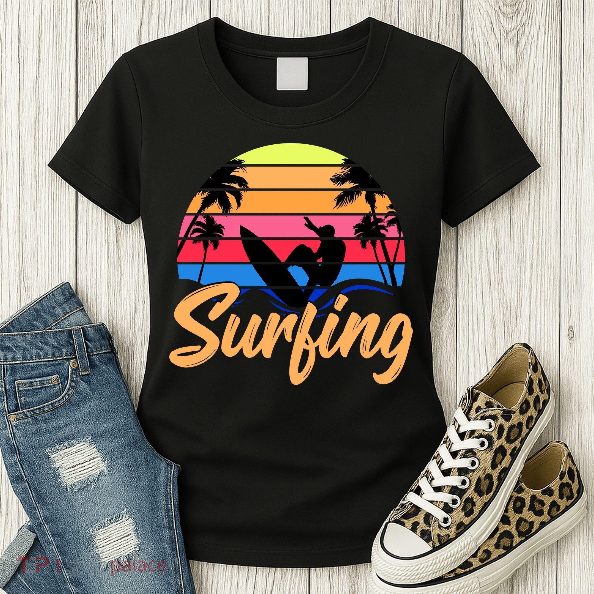 Retro Surfing Logo Women's T-Shirt