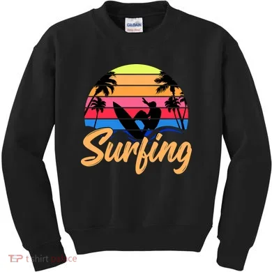 Retro Surfing Logo Kids Sweatshirt