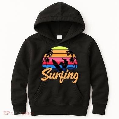 Retro Surfing Logo Kids Hoodie