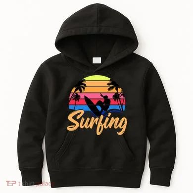Retro Surfing Logo Kids Hoodie
