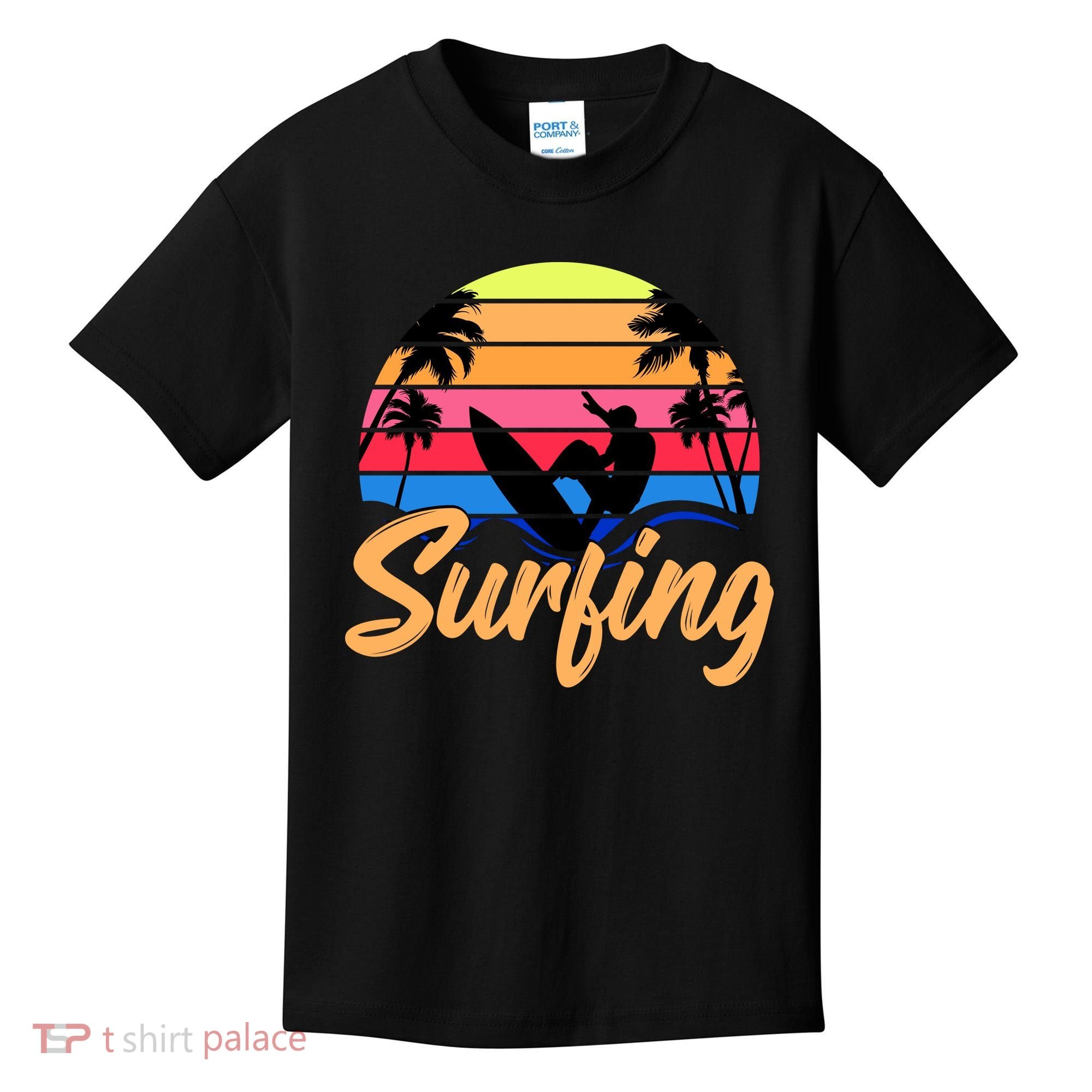 Retro Surfing Logo Kids T-Shirt