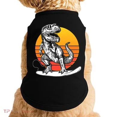 Retro Surfing T-Rex Doggie Tank