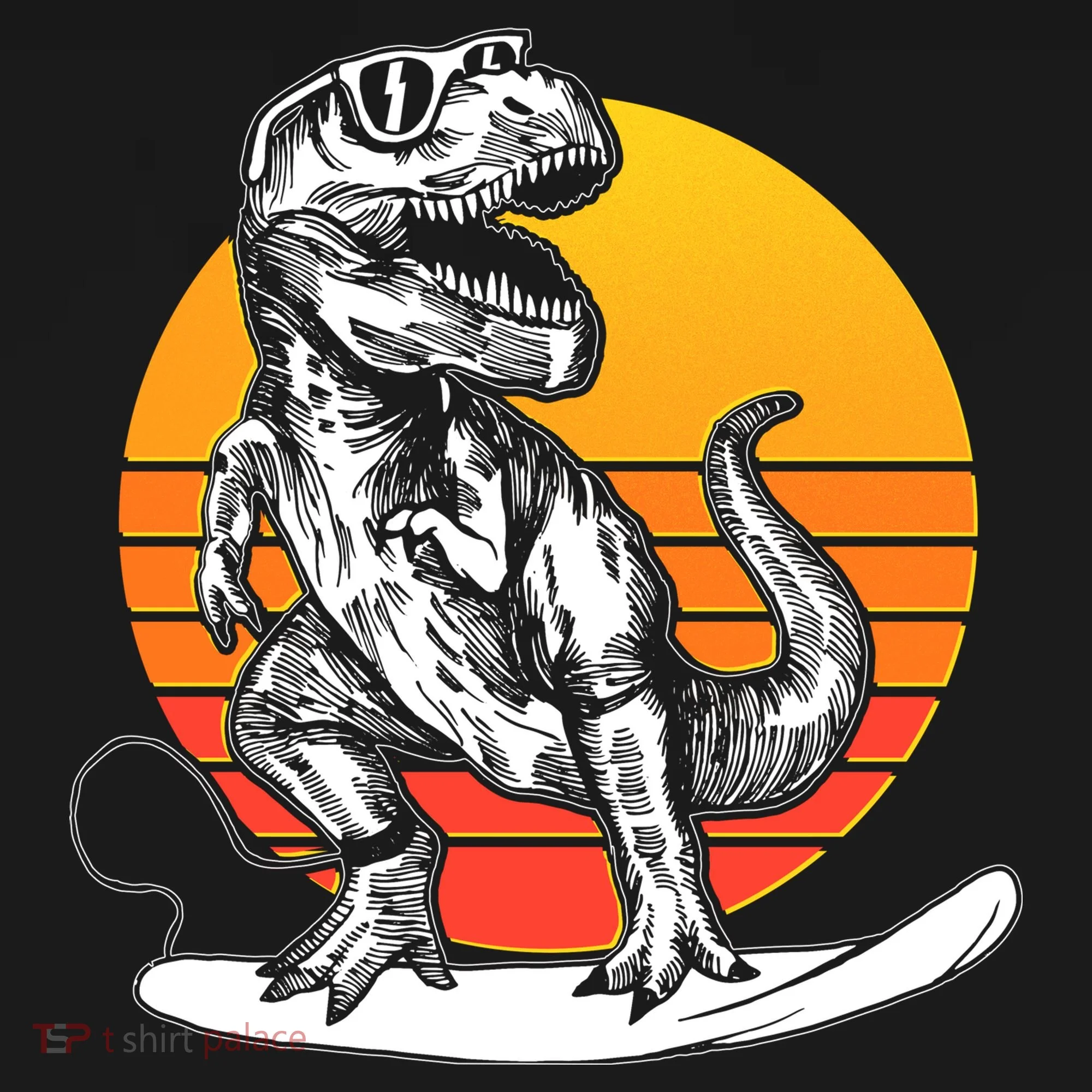 Retro Surfing T-Rex Doggie Tank