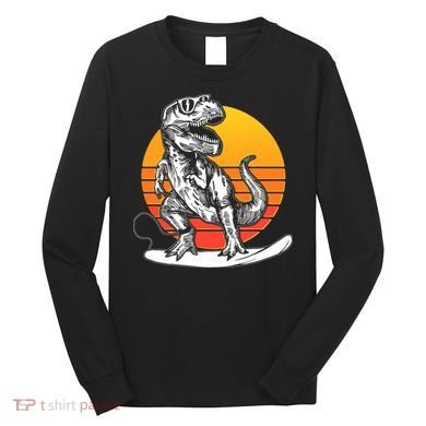 Retro Surfing T-Rex Long Sleeve Shirt