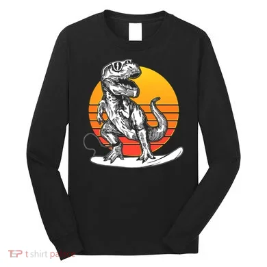 Retro Surfing T-Rex Long Sleeve Shirt