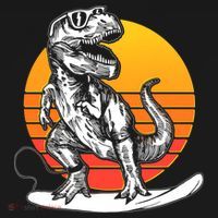 Retro Surfing T-Rex T-Shirt thumb 7