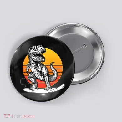 Retro Surfing T-Rex Button