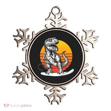 Retro Surfing T-Rex Ornament