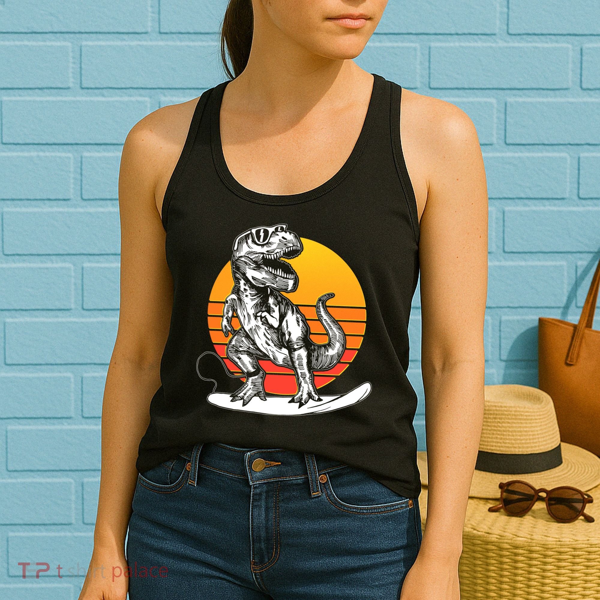 Retro Surfing T-Rex Women's Tank Top