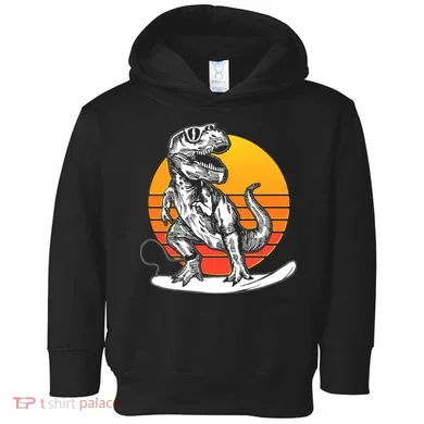Retro Surfing T-Rex Toddler Hoodie
