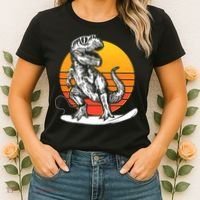 Retro Surfing T-Rex Women's T-Shirt thumb 2