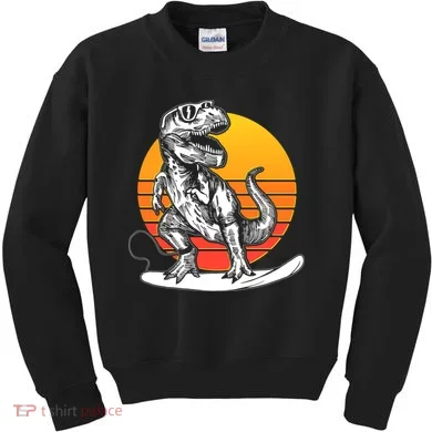 Retro Surfing T-Rex Kids Sweatshirt