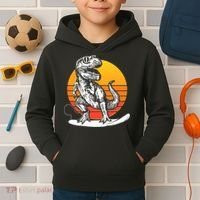 Retro Surfing T-Rex Kids Hoodie thumb 2