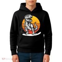 Retro Surfing T-Rex Kids Hoodie thumb 4