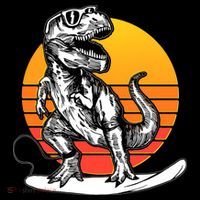 Retro Surfing T-Rex Kids Hoodie thumb 5