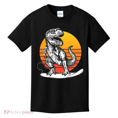 Retro Surfing T-Rex Kids T-Shirt
