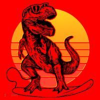 Retro Surfing T-Rex Santa Hat thumb 1