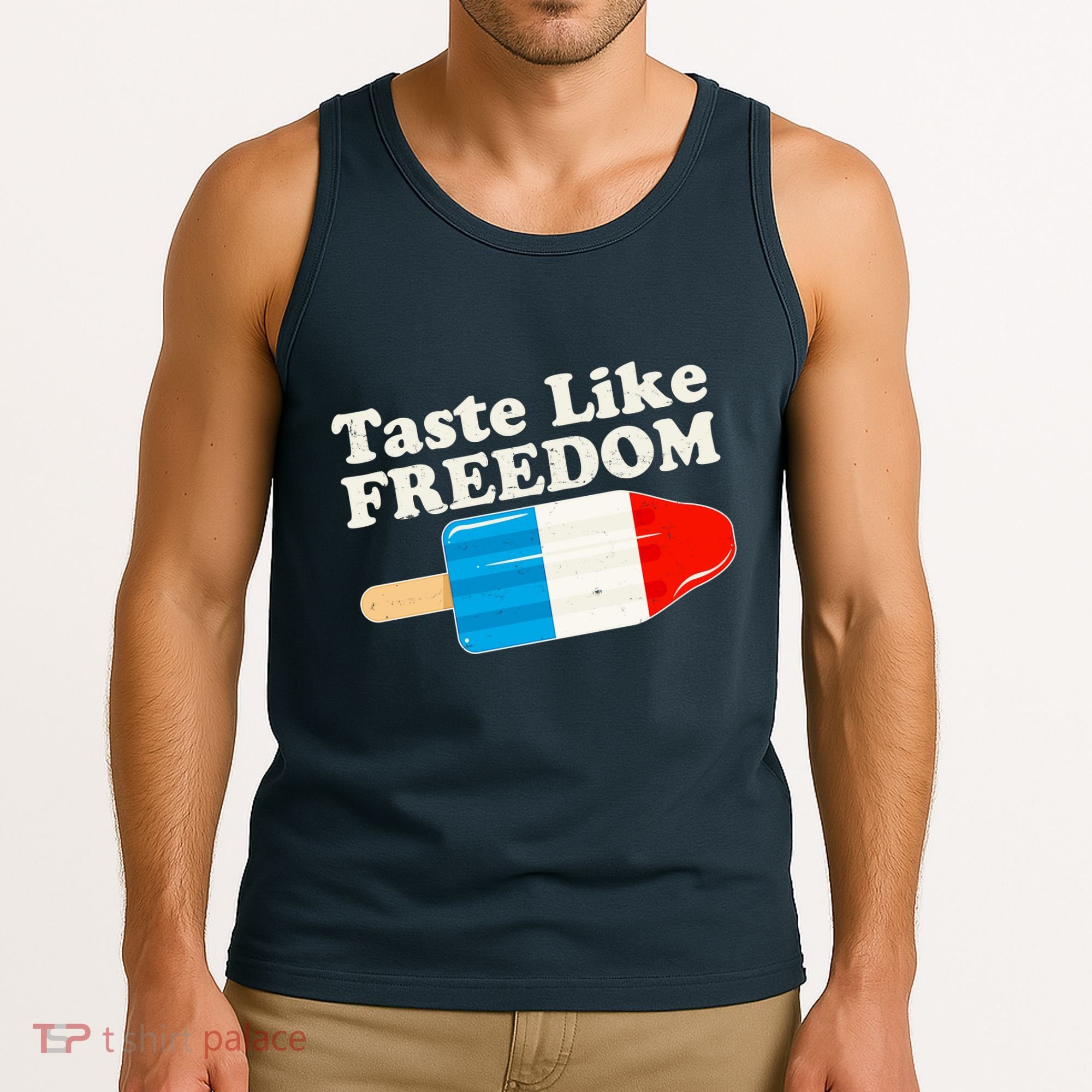 Retro Taste Like Freedom USA American Popsicle Tank Top