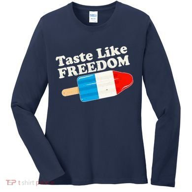 Retro Taste Like Freedom USA American Popsicle Women's Long Sleeve Shirt