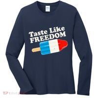 Retro Taste Like Freedom USA American Popsicle Women's Long Sleeve Shirt thumb 0