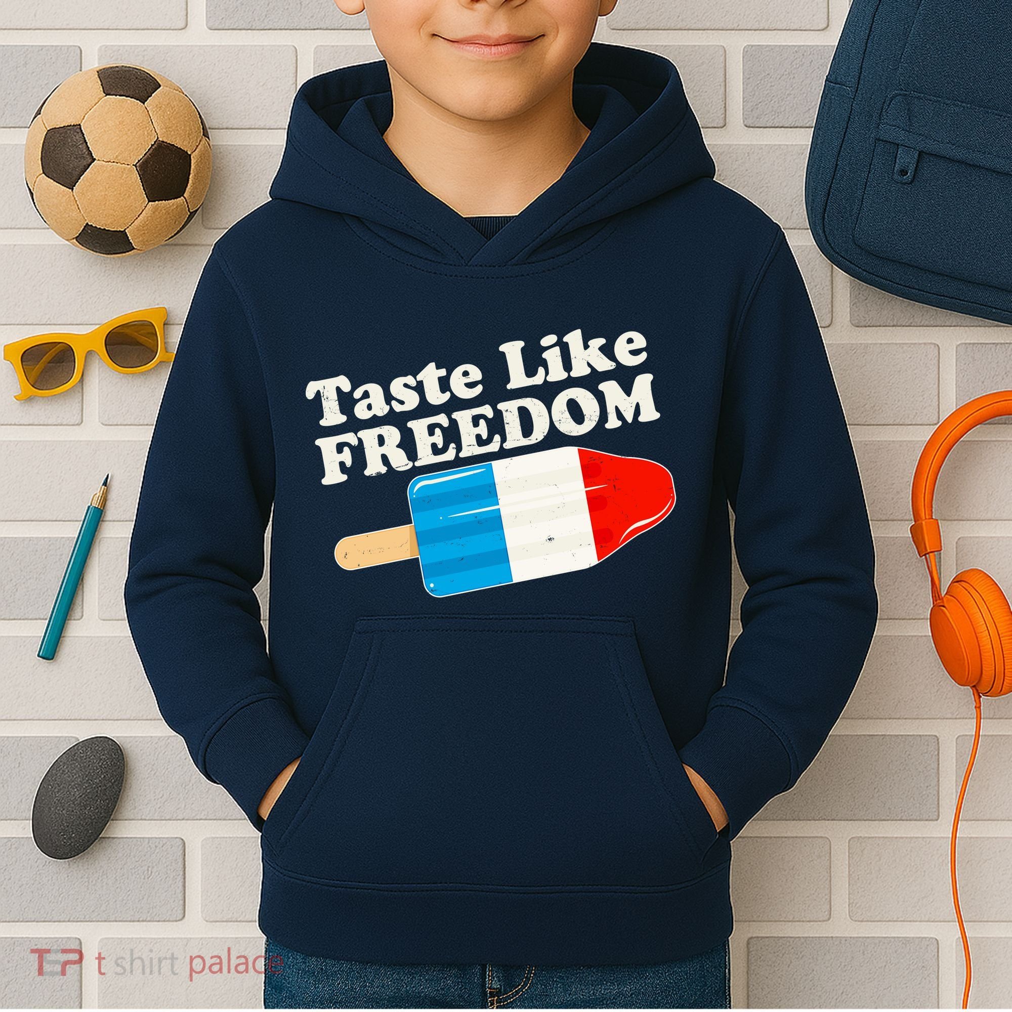 Retro Taste Like Freedom USA American Popsicle Kids Hoodie