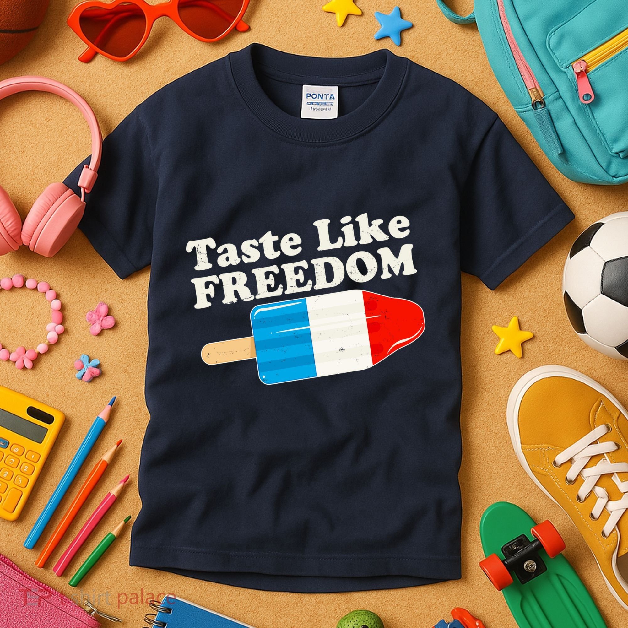 Retro Taste Like Freedom USA American Popsicle Kids T-Shirt