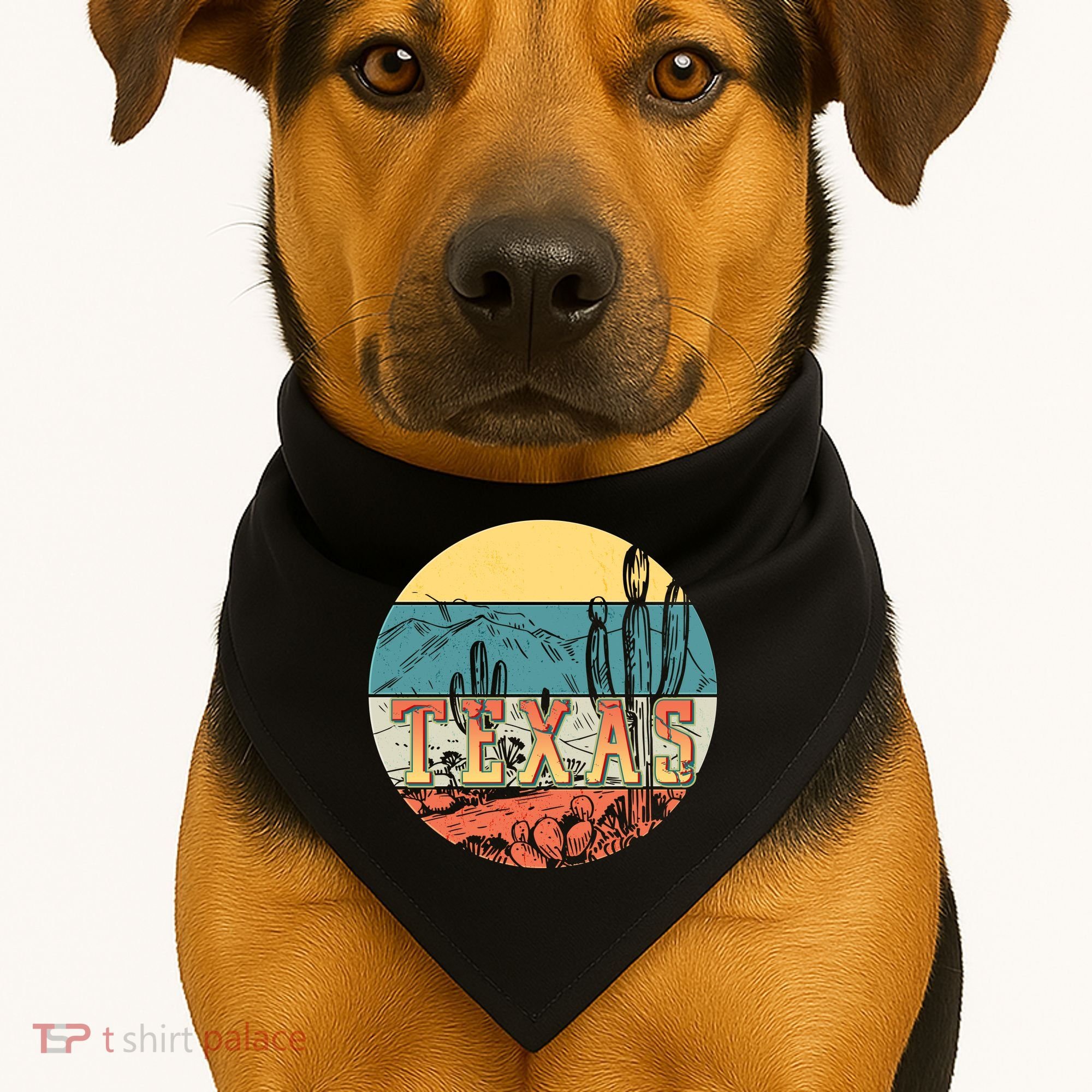 Retro Texas Desert Emblem USA-Made Doggie Bandana