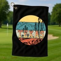 Retro Texas Desert Emblem Golf Towel thumb 1