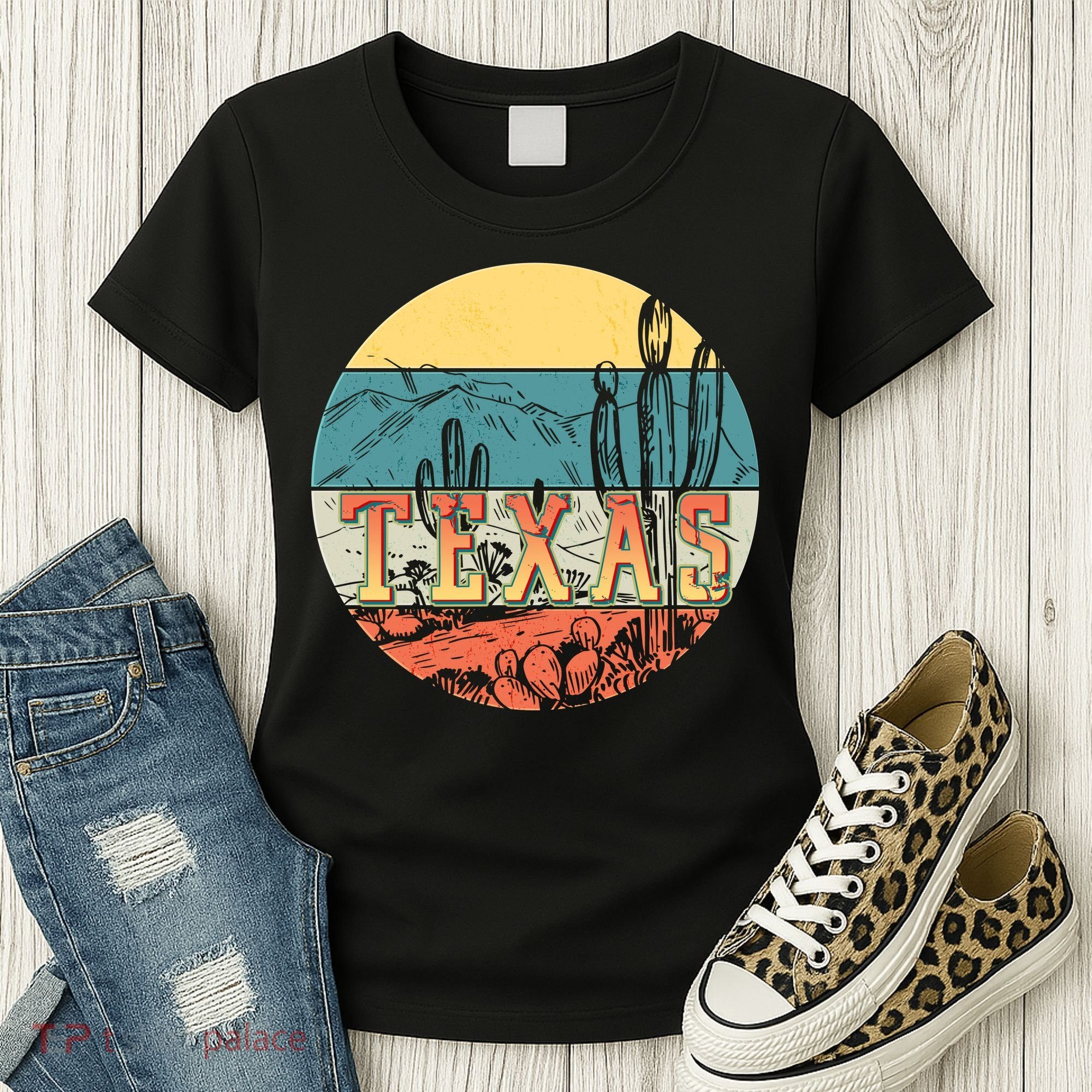 Retro Texas Desert Emblem Women's T-Shirt