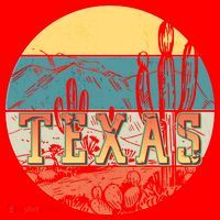 Retro Texas Desert Emblem Santa Hat thumb 1