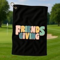 Retro Thanksgiving Friendsgiving Golf Towel thumb 1
