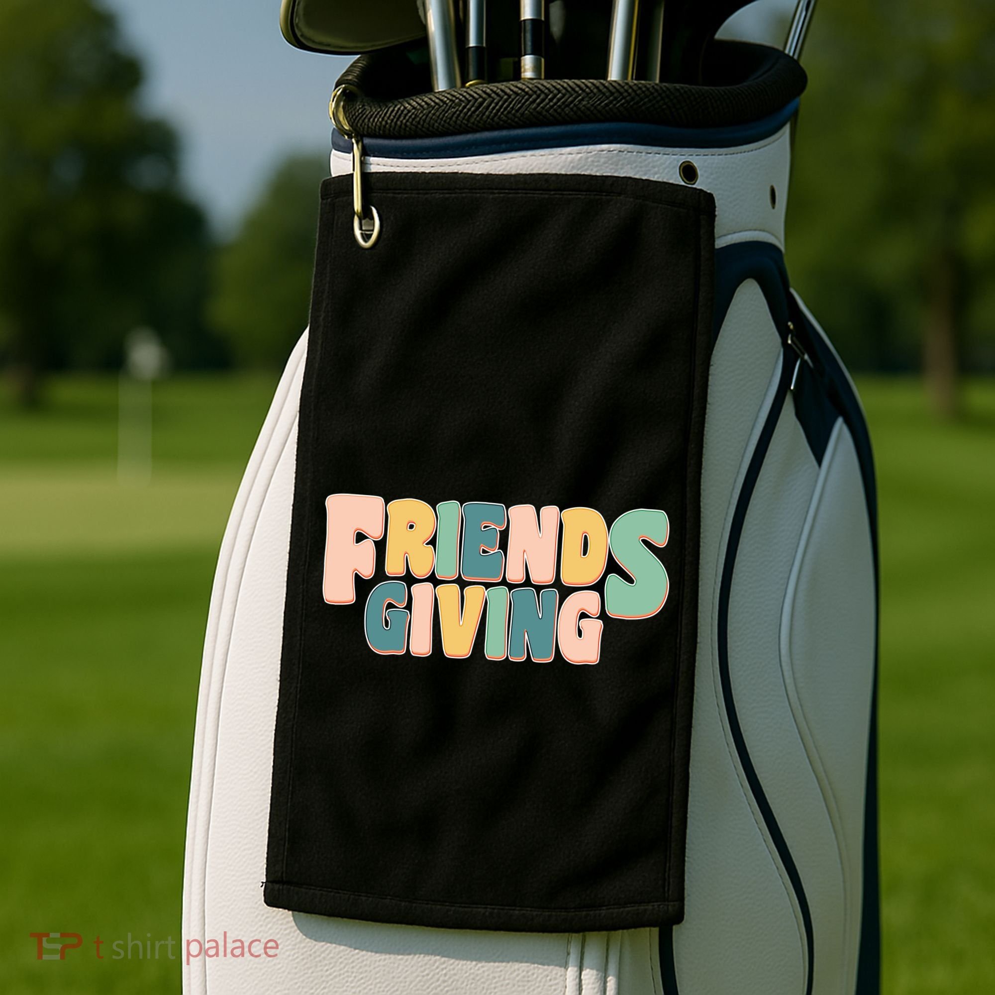 Retro Thanksgiving Friendsgiving Golf Towel