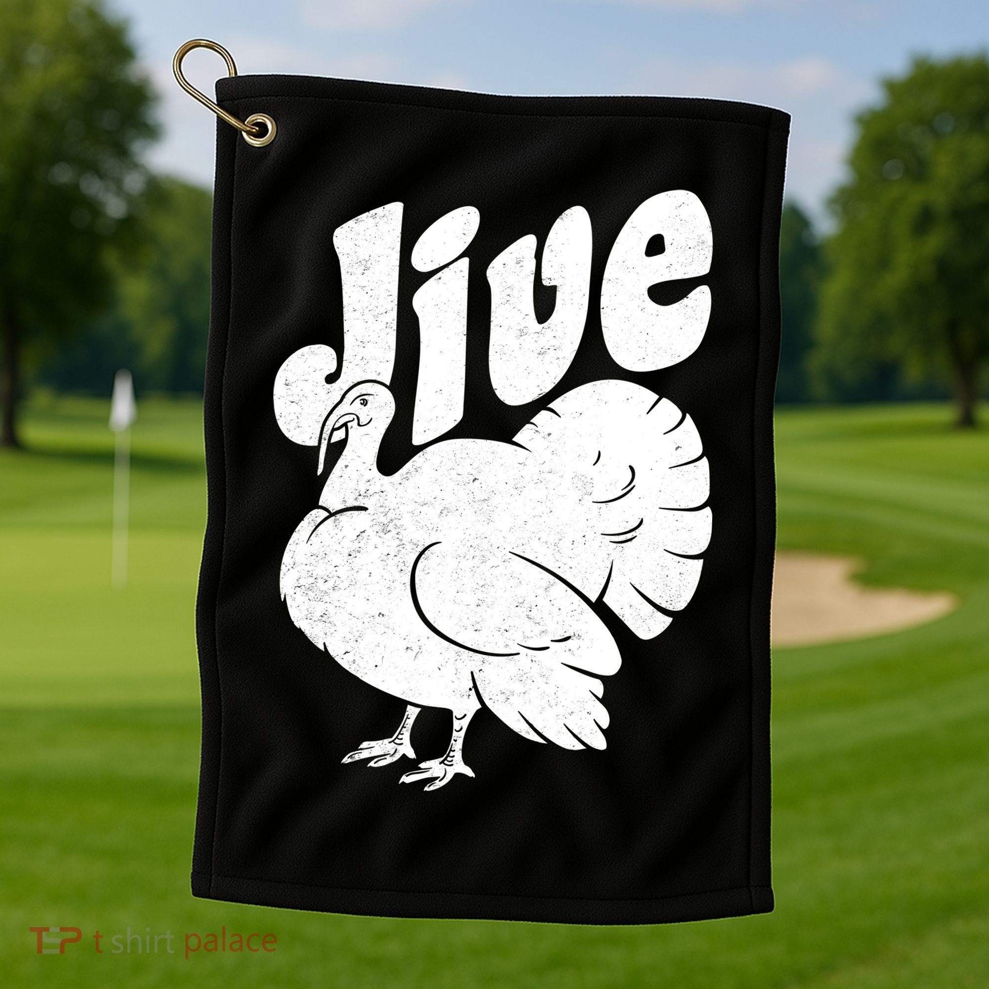 Retro Thanksgiving Jive Turkey Golf Towel
