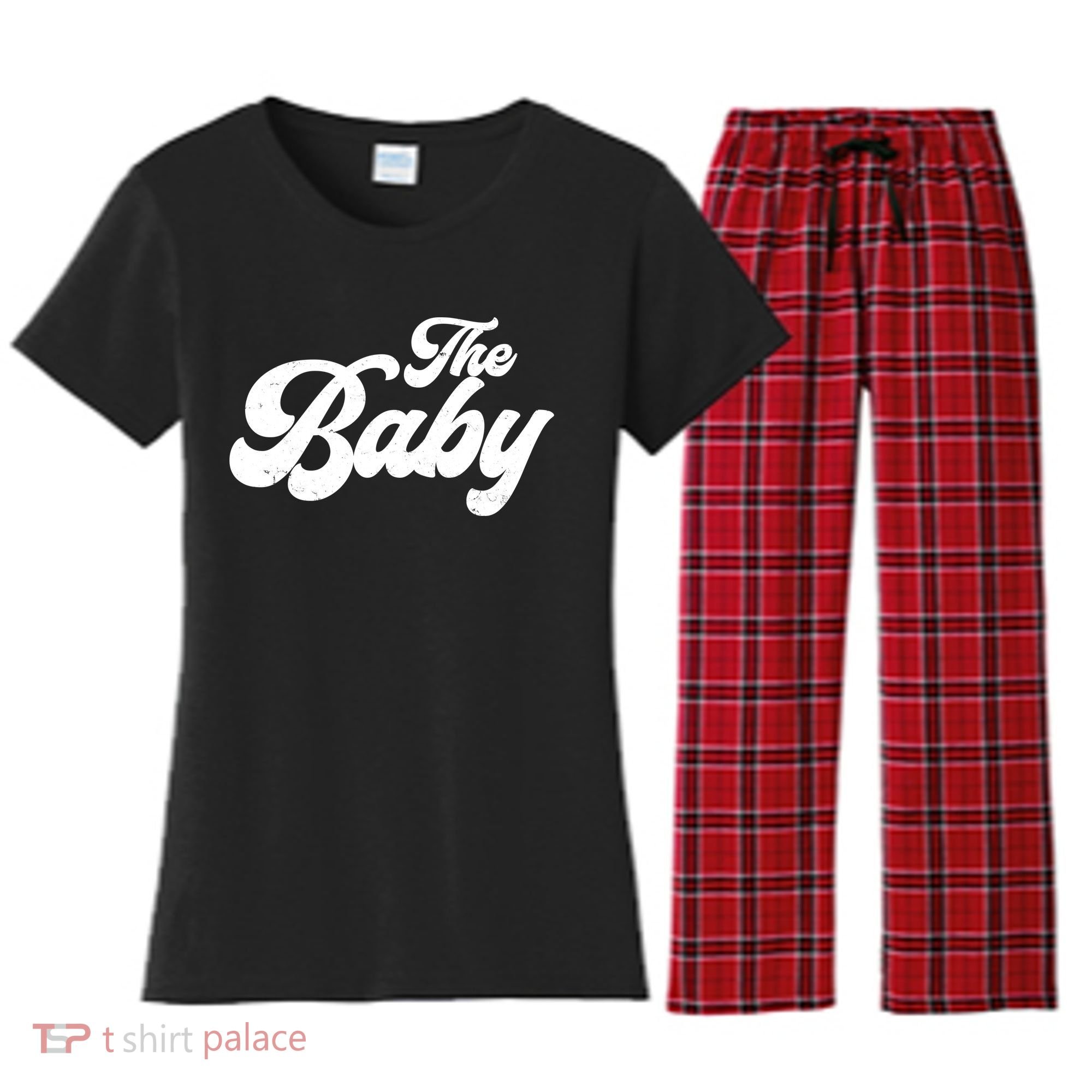 Retro The Baby Matching Family Women's Flannel Pajama Set