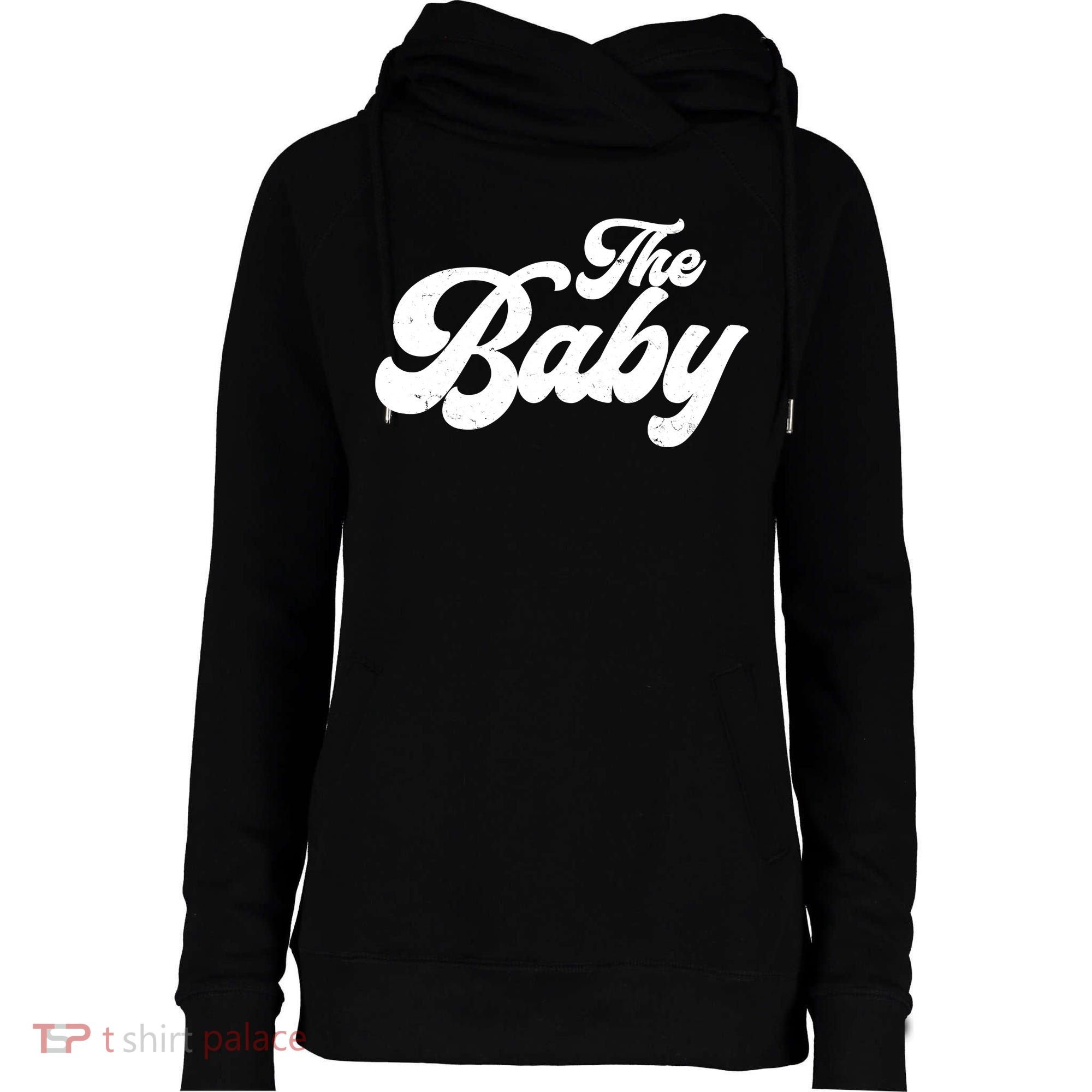 Retro The Baby Matching Family Womens Funnel Neck Pullover Hood