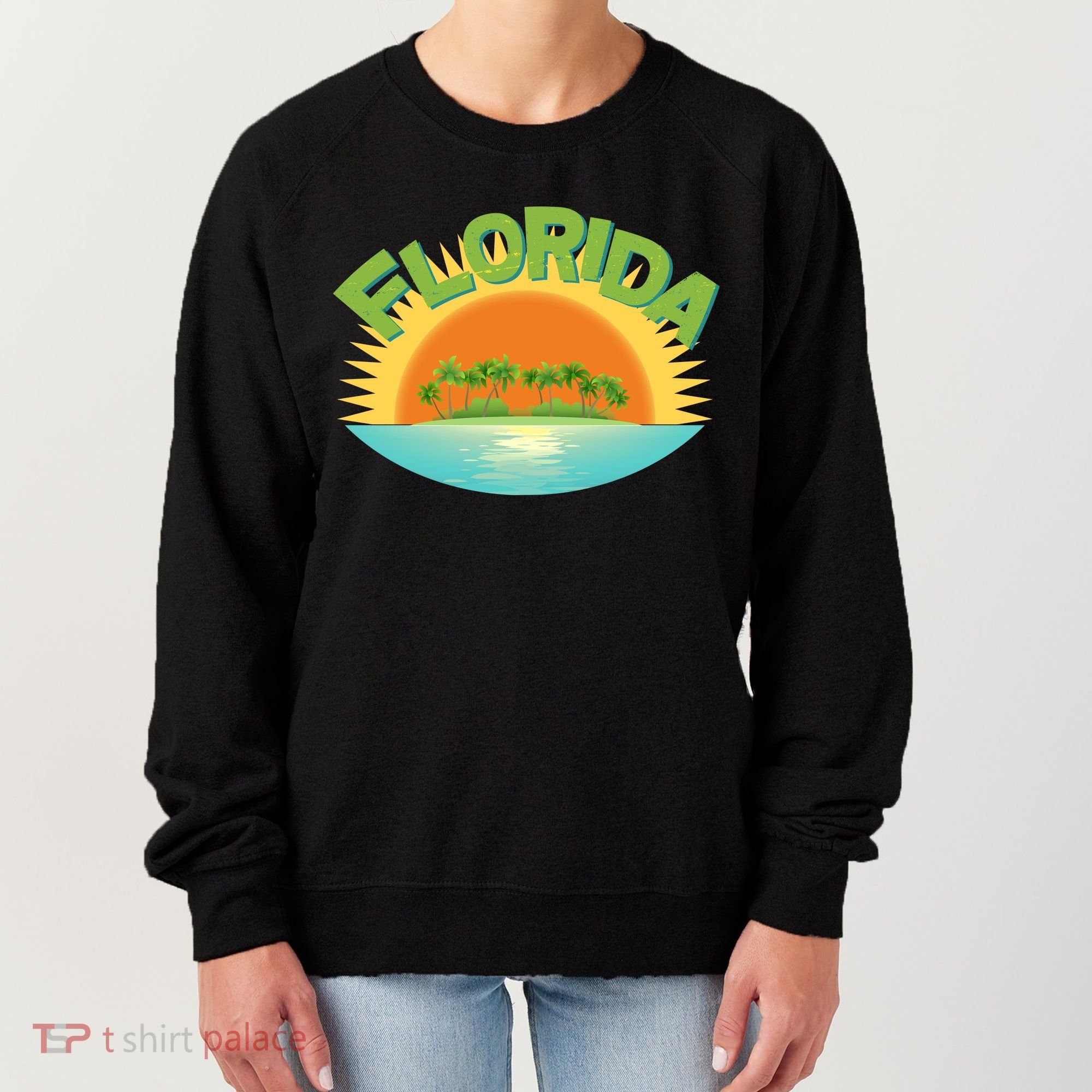 Retro Tropical Florida Coastline  Women's Sweatshirt