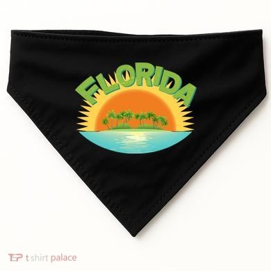 Retro Tropical Florida Coastline  USA-Made Doggie Bandana