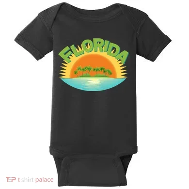 Retro Tropical Florida Coastline  Baby Bodysuit