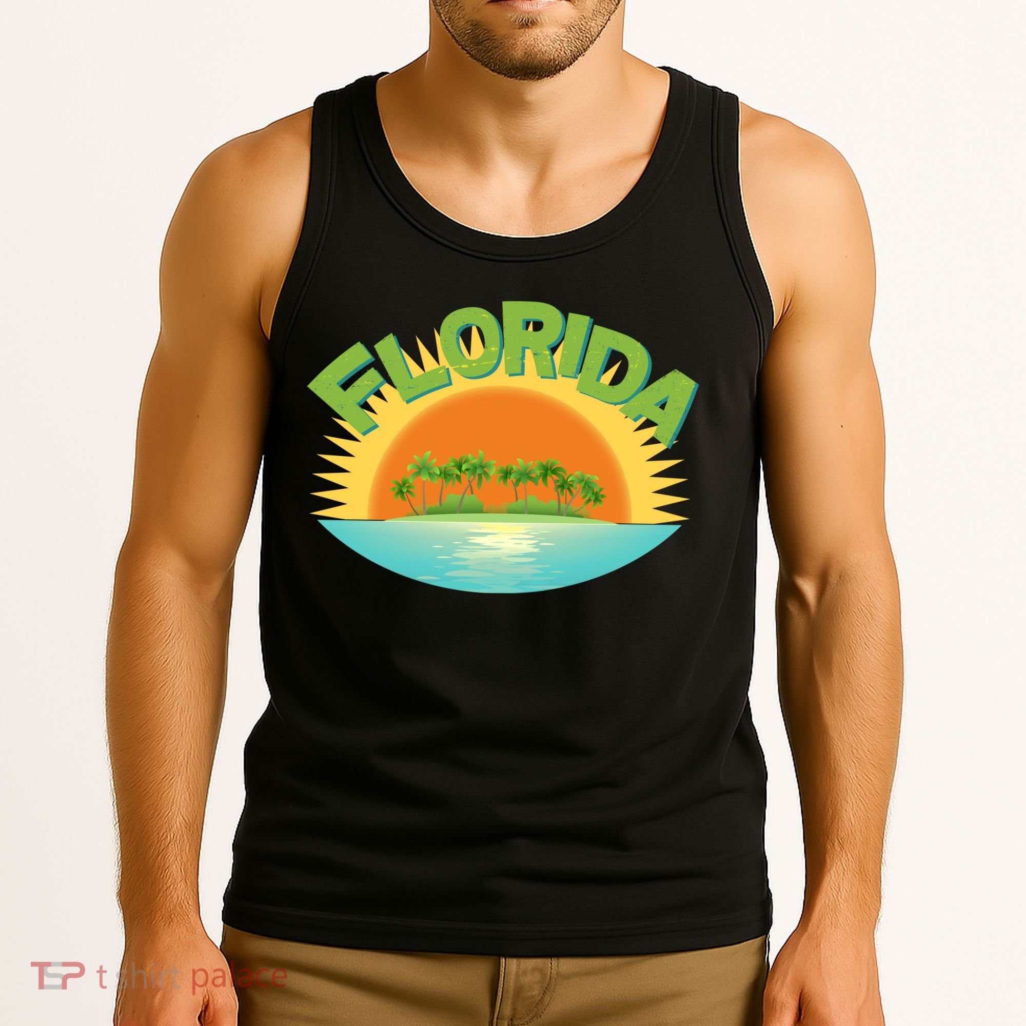 Retro Tropical Florida Coastline  Tank Top