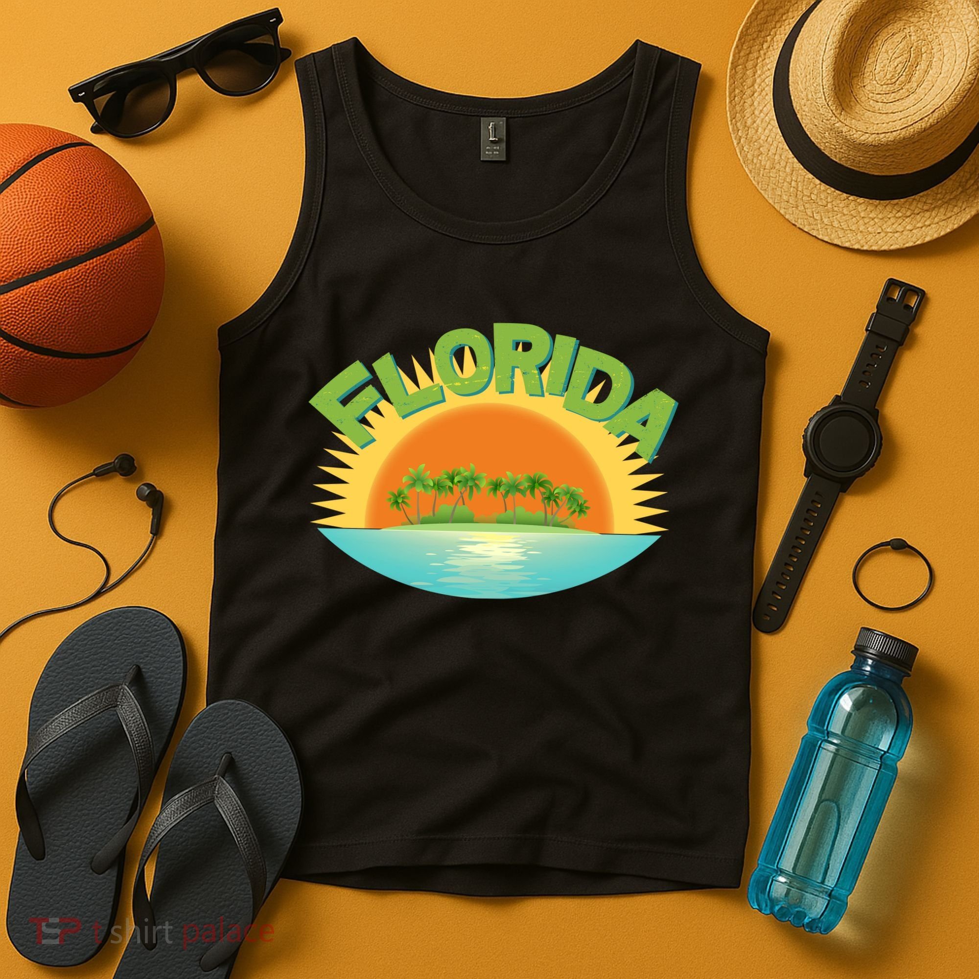 Retro Tropical Florida Coastline  Tank Top