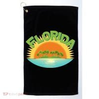 Retro Tropical Florida Coastline  Golf Towel thumb 0