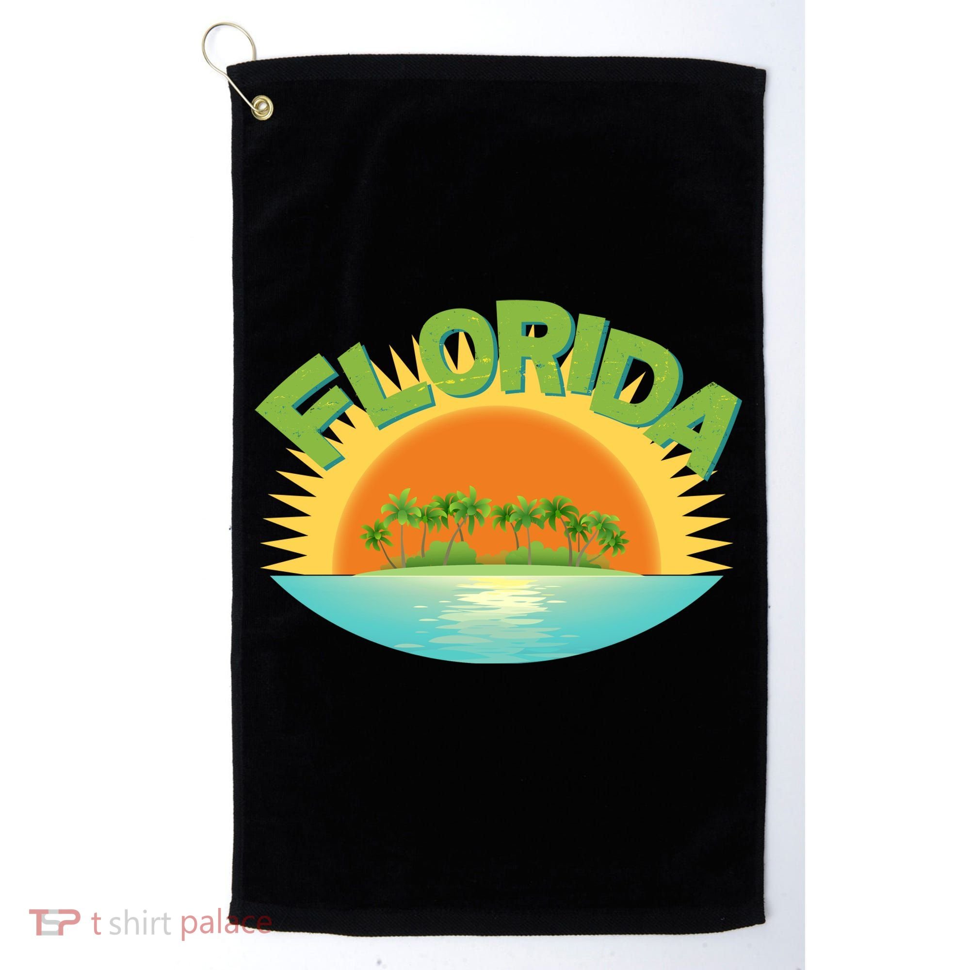 Retro Tropical Florida Coastline  Golf Towel