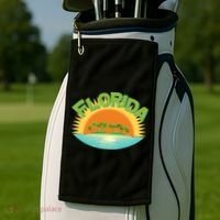 Retro Tropical Florida Coastline  Golf Towel thumb 2