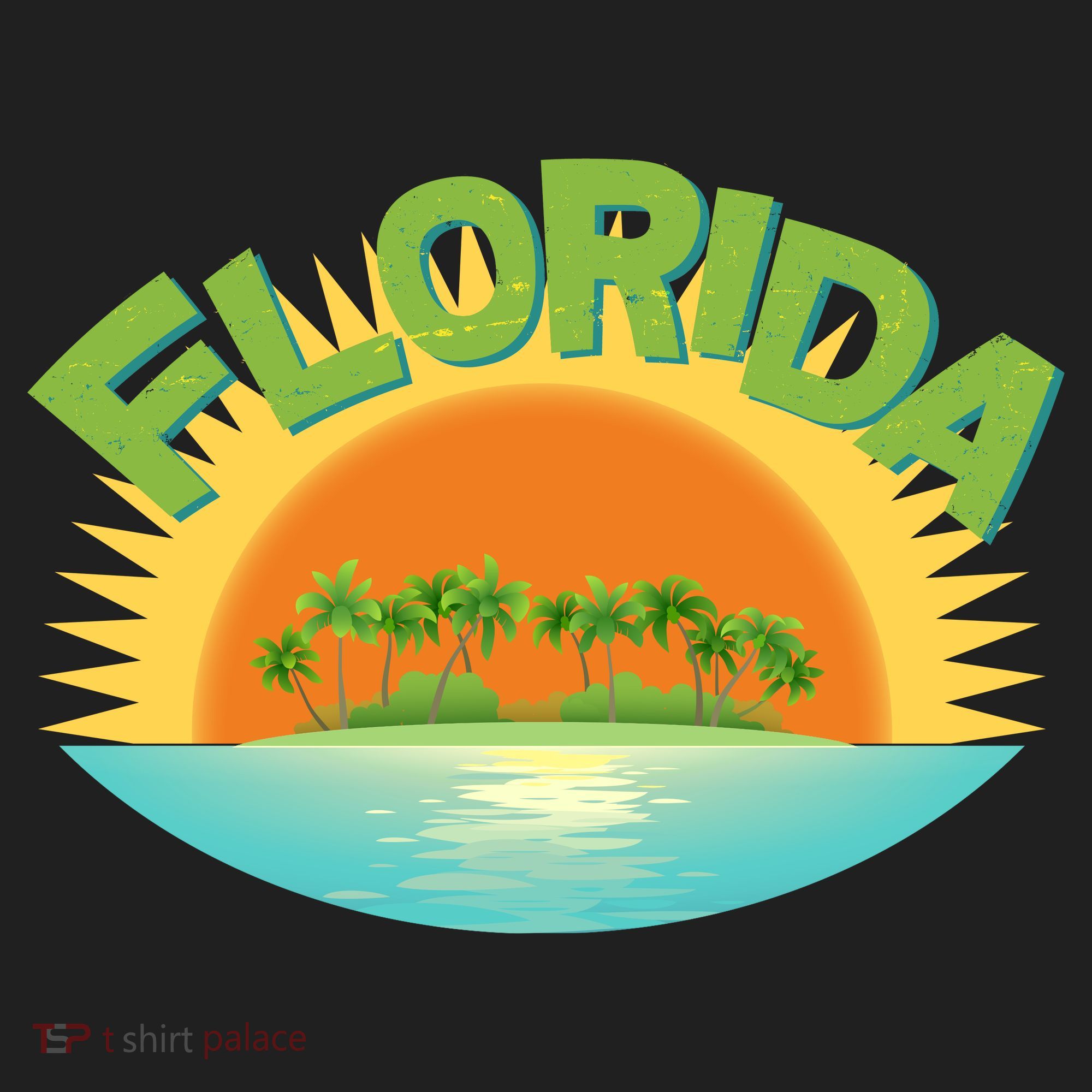 Retro Tropical Florida Coastline  Golf Towel