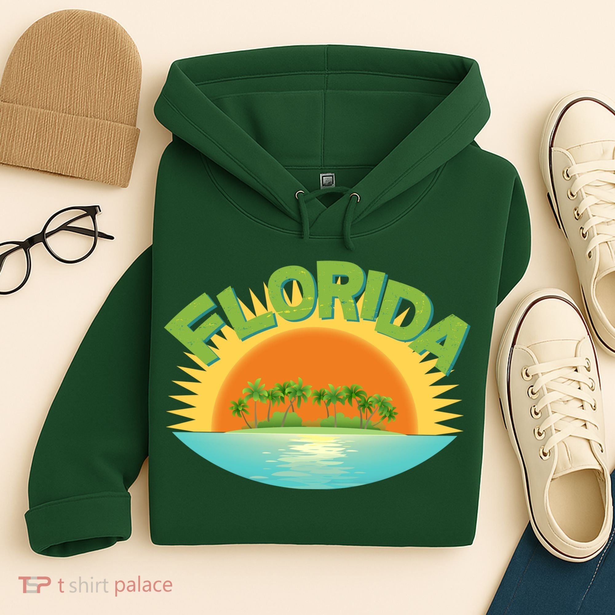 Retro Tropical Florida Coastline  Hoodie