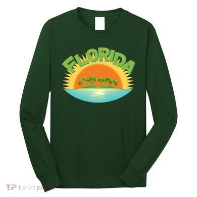 Retro Tropical Florida Coastline  Long Sleeve Shirt